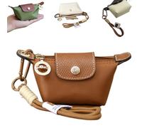 Detachable Nylon Wrist Strap Coin Purse,Mini Nylon Dumpling Bag,Portable Travel Money Bag with Zipper & Keychain (Brown)
