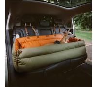 Detachable Portable Pet Car Seat Travel Bed,Dog Booster Seat with Safety Dogs Leash Storage Pocket,Waterproof Dog Car Bed Carrying Bag with Non-Slip Base (Orange Green, XL)