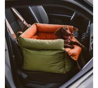 Detachable Portable Pet Car Seat Travel Bed,Dog Booster Seat with Safety Dogs Leash Storage Pocket,Waterproof Dog Car Bed Carrying Bag with Non-Slip Base (Orange Green, M)