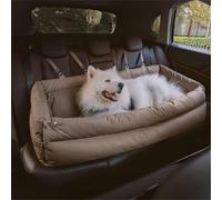 Detachable Portable Pet Car Seat Travel Bed,Dog Booster Seat with Safety Dogs Leash Storage Pocket,Waterproof Dog Car Bed Carrying Bag with Non-Slip Base (Brown, XL)