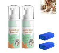 Détachant en mousse pour tapis sans eau avec serviette (2pc) | solution moussante en spray pour nettoyant pour tapis, pour intérieur de voiture, canapé, tapis et tissus d'ameublement