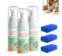 Détachant en mousse pour tapis sans eau avec serviette (3pc) | solution moussante en spray pour nettoyant pour tapis, pour intérieur de voiture, canapé, tapis et tissus d'ameublement