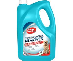 Détachant et destructeur d'odeurs Simple Solution pour chiens, 4 L | Nettoyant enzymatique (urine, excréments, vomi). Agit en 15 min sur tout type de salissure animale.