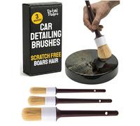 Detail Dudes Lot de 3 brosses de détail Ultra Douces en Poils de Sanglier pour Voiture, Lavage et Nettoyage pour Roues, Tissus d'ameublement, emblème, Grille d'aération, véhicules et kit de Nettoyage