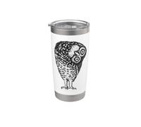 Detailed Wise Owl Black Line Art Illustration Gobelet isotherme en acier inoxydable double paroi