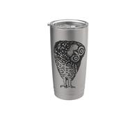 Detailed Wise Owl Black Line Art Illustration Gobelet isotherme en acier inoxydable double paroi