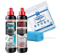 detailmate Auto Polish Set - Menzerna Car Polish Composé de coupe épaisse HC-400, 250 ml - Menzerna Power Protect Ultra 2 en 1, revêtement de laque 250 ml - tissu de polissage en microfibre