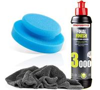 detailmate Kit de finition manuelle pour voiture - Menzerna Final Finish 250 ml + éponge de polissage Ø 130 mm + chiffon de polissage en microfibre ultra moelleux 550 g/m² + 1 gant de protection