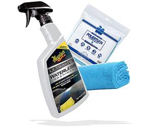 detailmate Kit de lavage sec pour voiture | 1 x Meguiar's Ultimate Wash & Wax + 1 x chiffon de polissage en microfibre 40 x 40 cm 550 g/m² | Lavage de voiture sans eau