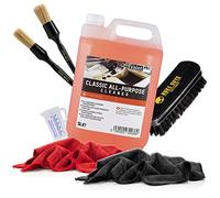 detailmate Kit de nettoyage polyvalent : ValetPRO Classic All Purpose Cleaner 5L + Brosses de nettoyage Nuke Guys Petite & Grande + Brosse textile + 2X Chiffon microfibre premium 320GSM + Gobelet