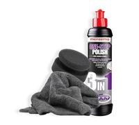 detailmate Kit de polissage à la main pour voiture - Menzerna Medium Cut Polish One Step Polish 3 en 1, 250 ml + éponge de polissage fabriquée en Allemagne + chiffon de polissage en microfibre ultra