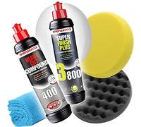 detailmate Kit de Polissage - Menzerna 250ml: Heavy Cut Compund HCC400 + Super Finish Plus SFP3800 + 3x Menzerna Polier Pad 150mm + 3x Tampons 1x Chiffon de Polissage