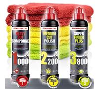 Detailmate Kit de polissage - Menzerna 250ml: Super Heavy Cut Compund HC1000 + Medium Cut 2200 + Super Finish Plus SFP3800 + 3x chiffon de polissage 40x40cm