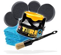 detailmate Kit d'entretien des pneus et des Plastiques Premium | Soft99 Tire Black Wax 170g + Pinceau détail Nuke Guys + 4 applicateurs + 2 Chiffons Microfibre | Cire de Pneu avec Effet de Coloration