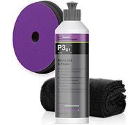 detailmate Koch Chemie Kit de polissage : MicroCut & Finish P3.01, 250 ml + tampon de polissage Micro Cut 150 x 23 mm + chiffon microfibre 550 g/m², 40 x 40 cm