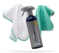 detailmate Koch Chemie Speed Glass Cleaner Kit de nettoyage pour vitres de voiture 750 ml avec deux chiffons gaufrés en microfibre 450 g/m² 35 x 35 cm Kit de nettoyage des vitres avec chiffons en