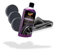 detailmate Meguiars Kit d'entretien pour pneus Endurance Tire Gel High Gloss 473 ml Lot de 3 tampons applicateurs Ø 90/22 mm + chiffon microfibre Edgeless GreyLow 380 g/m²