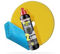 detailmate Menzerna kit de polissage auto Grain 1000 + 2500 + 3500, 250 ml avec tampons de polissage assortis : Soft + Medium + Heavy 150 mm + chiffon de polissage en microfibre douce