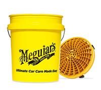 detailmate Set de lavage de voiture : Seau de Lavage Jaune Meguiars 5 Gallon (19 L) avec Insert de Seau de Lavage Dirt Lock Detail Guardz Doré pour un Lavage à la Main sans Rayures