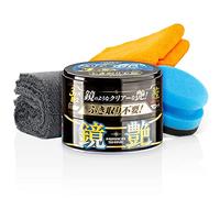 detailmate Soft99 Kit de cire d'étanchéité pour voiture pour vernis foncés - Soft99 Mirror Shine Wax Dark + applicateur éponge de polissage à main + chiffon de polissage en microfibre 550GSM 40x40 cm