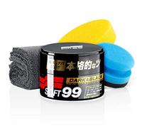detailmate Soft99 Kit de scellage de voiture pour peintures foncées - Cire dure Dark & Black Wax Auto pour peintures noires/foncées 300 g + éponge de polissage à la main + chiffon de polissage en