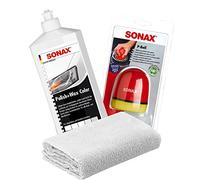 detailmate Sonax Kit de polissage à la main : Polish + Wax Color blanc 500 ml + balle de polissage ergonomique Sonax P-Ball Chiffon de polissage en microfibre super doux 40 x 40 cm, 550 g/m²