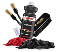 detailmate Sonax ProfiLine MultiStar Kit de nettoyage polyvalent, 1 L + Brosse de nettoyage Nuke Guys, brosse textile petite et grande, 2 chiffons en microfibre premium 320 g/m² + Tasse de mesure