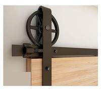 Détails de la porte de grange, Kit de quincaillerie for porte de grange coulissante, robuste, facile à installer, facile à installer, adapté panneau de porte simple, grande roue simple(6.6FT)