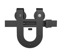 Détails de la porte de grange, Kit de quincaillerie for porte de grange simple, système de rail plat en acier carbone noir(5FT-152CM)