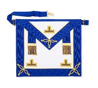 Détails sur le tablier de déshabillage en cuir d'agneau maçonnique provincial (LGR) et niveaux Regalia, bleu, 14 x 16