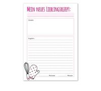 #detailverliebt Lot de 2 blocs de recettes de 50 feuilles | dv277 rose | DIN A5 | Bloc de recettes Mes recettes préférées pour cuisiner soi-même
