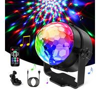 Detake Boule Disco, 360° Rotation Boule à Facette Commande Vocale Lampe de Scène, Couleurs Lumière Fête avec Télécommande- Effet de Lumière Dynamique 3W RGB, 4M Câble USB pour Fête/Noël/Bar/Club/DJ
