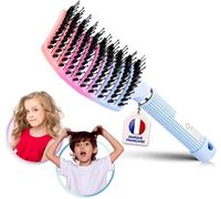 Detangling Hair Brush [Do Not Pull] 100% Natural Boar Bristle-For Gentle Detangling! (Blue Gradient)