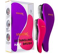 Detangling Hair Brush for Women,Girls and Kids-Slide Brush for Wet,Fine,Curly,Thick and Afro Hair (Purple+Fuchsia Pink)