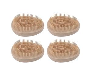 Detangling Wheat Straw Hairbrush Soft Teeth Round Handle Scalp Massaging Comb 4Pcs