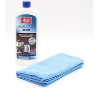 Détartrant Liquide pour Cafetières à Filtre + Chiffon Microfibre compatible avec Melitta OPTIMA TIMER - 6613648, SINGLE 5-6729592 - 250 ml - Pour Machines à Café, Accessoires