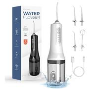 Detartreur Dentaire,Water Flosser, Irrigateurs Oral, Avec 4 Modes de Pression d'Eau et 5 Embouts RemplaçAbles, 260 ml, USB Rechargeable et éTanche IPX6 pour Les Voyages et La Maison (Blanc) (Blanc)