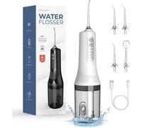 Detartreur Dentaire,Water Flosser, Irrigateurs Oral, Avec 4 Modes De Pression D'eau Et 5 Embouts Remplaçables, 260 Ml, Usb Rechargeable Et Étanche Ipx6 Pour Les Voyages Et La Maison (Blanc) (Blanc)