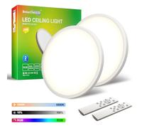 DetarZinLED 2 Pièces Ø30CM Plafonnier LED Dimmable avec Télécommande, 24W RGB Plafonnier Led, 2700LM Luminaire Chambre Rond, 3000k-6000k Lampe Plafond Moderne Pour Salle de bain,Salon,Chambre