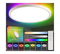DetarZinLED Ø30cm, ép.2,5cm Plafonnier Chambre Enfant, 24W RGB 2700LM Lustre Led Plafonnier Ado Fille, 3000k-6000k Dimmable avec Télécommande Lampe Plafond Moderne Pour Salle de Bain, Salon