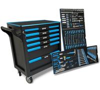 DeTec. Servante d'atelier équipée | Servante à outil 6 tiroirs 4 remplis | Boîte à outils de voiture verrouillable avec inserts en mousse de qualité supérieure