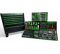 DeTec. Servante d'atelier remplie de 307 pièces - Servante à outils avec 7 tiroirs et 5 compartiments - Plan de travail en acier inoxydable - Boîte à outils pour atelier automobile et garage - Kit