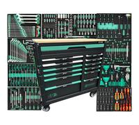 DeTec. Servante d'atelier XXL équipée | Chariot à outils Premium-Line 13 tiroirs 11 remplis | Boîte à outils automobile remplie d'outils | Verrouillable
