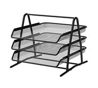 Detectalia Plateau Organisateur de Bureau et de Documents 3 Niveaux Noir. Dossier A4, Caisson de Bureau, Classeurs, Bureau d'ordinateur, Organisateur de Tiroirs, Matériau en Maille Métallique Noir