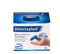 Detectaplast Bande de maintien détectable bleu extensible non adhésive pour fixation de pansements et compresses - HACCP - l. 2,5 cm x L. 4,5 m - 3 pièces