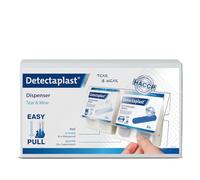 Detectaplast Distributeur de Pansements Tear & Wear Mix, Boîte comprenant 76 Pansements Détectables en Bleu pour la Restauration, Trousse de Secours avec Sparadraps Élastiques et Résistants à l'Eau