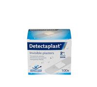 DETECTAPLAST Essential Care 100 Pansements Ultra- Fins Seconde Peau - Les Pansements invisibles - Film PU Transparent - Imperméables & Antibactériens - Discrétion Totale - 25 x 72 mm