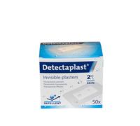 DETECTAPLAST Essential Care 50 Pansements Ultra- Fins Seconde Peau - Les Pansements invisibles doux & respirants - Film PU Transparent - Imperméables & Antibactériens - Discrétion Totale - 50 x 72 mm