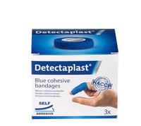 Detectaplast kit de pansements bleus, 3 pièces, bandage auto-adhésif, rouleau de pansements stériles pour manipulation des aliments, conforme aux normes HACCP et BRC, étanche, 2,5cm x 4,5m