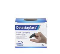 Detectaplast kit de pansements noirs, 3 pièces, bandage auto-adhésif, rouleau de pansements stériles pour manipulation des aliments, conforme aux normes HACCP et BRC, étanche, 2,5cm x 4,5m